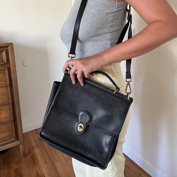 Vintage Coach Black Leather Saddlebag - Picture 10 of 10